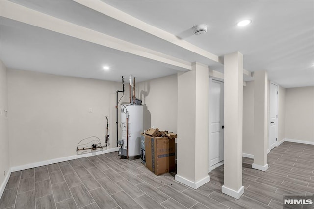 basement with water heater