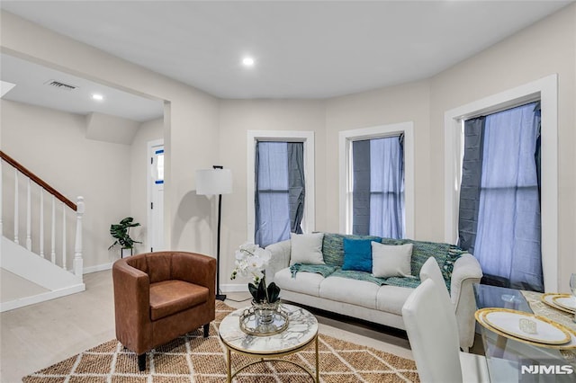 living room featuring light hardwood / wood-style floors