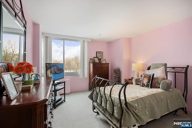 carpeted bedroom featuring multiple windows