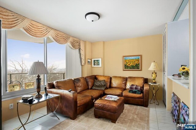 view of tiled living room