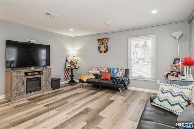 living room featuring light hardwood / wood-style floors