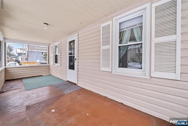 view of unfurnished sunroom