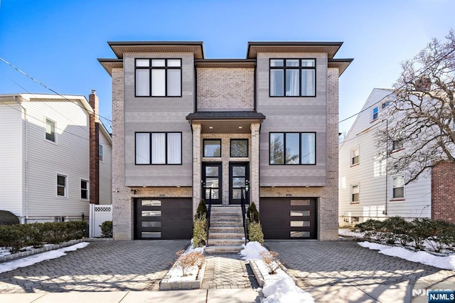 contemporary home with a garage