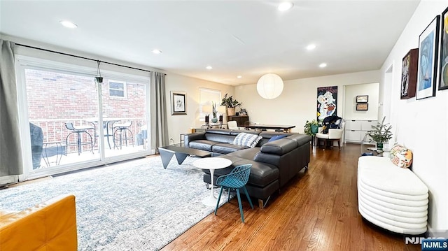 living room with hardwood / wood-style floors