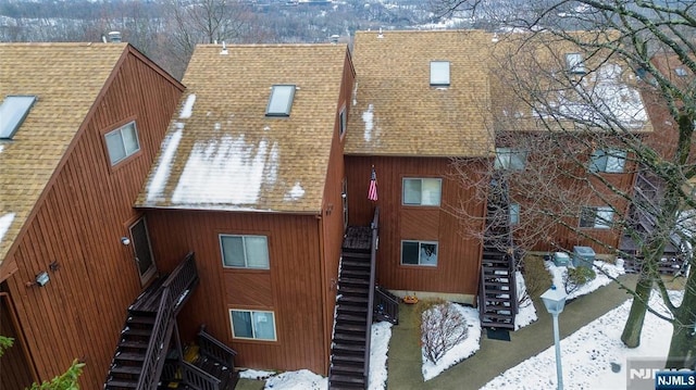 view of snow covered building