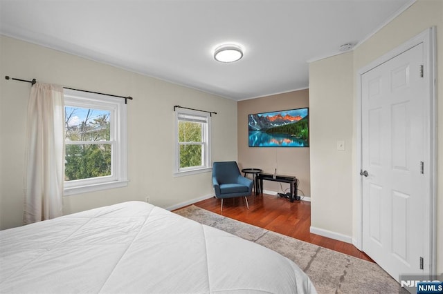 bedroom featuring dark hardwood / wood-style floors