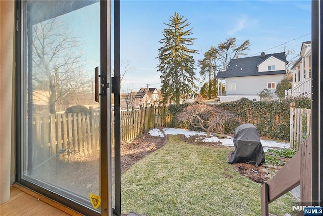 view of yard featuring a fenced backyard