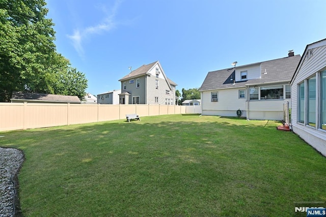 view of yard featuring a fenced backyard