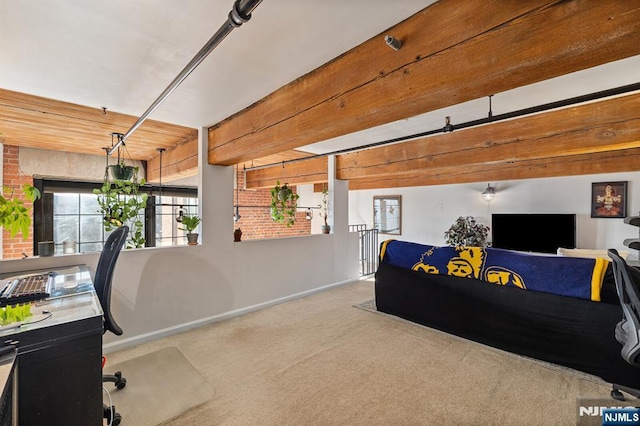 interior space featuring light colored carpet