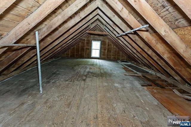 view of unfinished attic