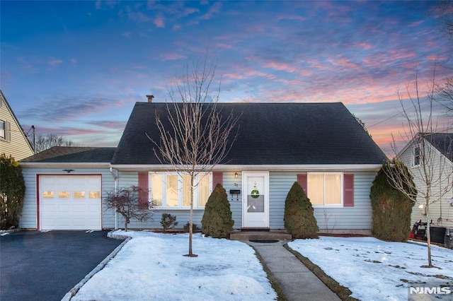 view of front of property with a garage