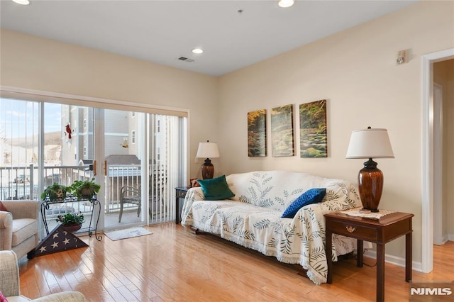 living room with hardwood / wood-style floors