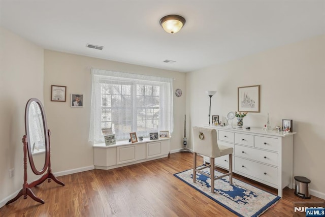 office space featuring light wood-type flooring