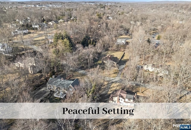 aerial view with a wooded view