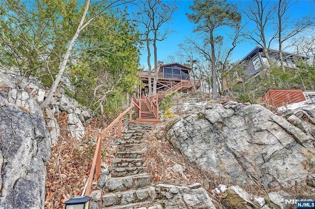 view of yard with stairway