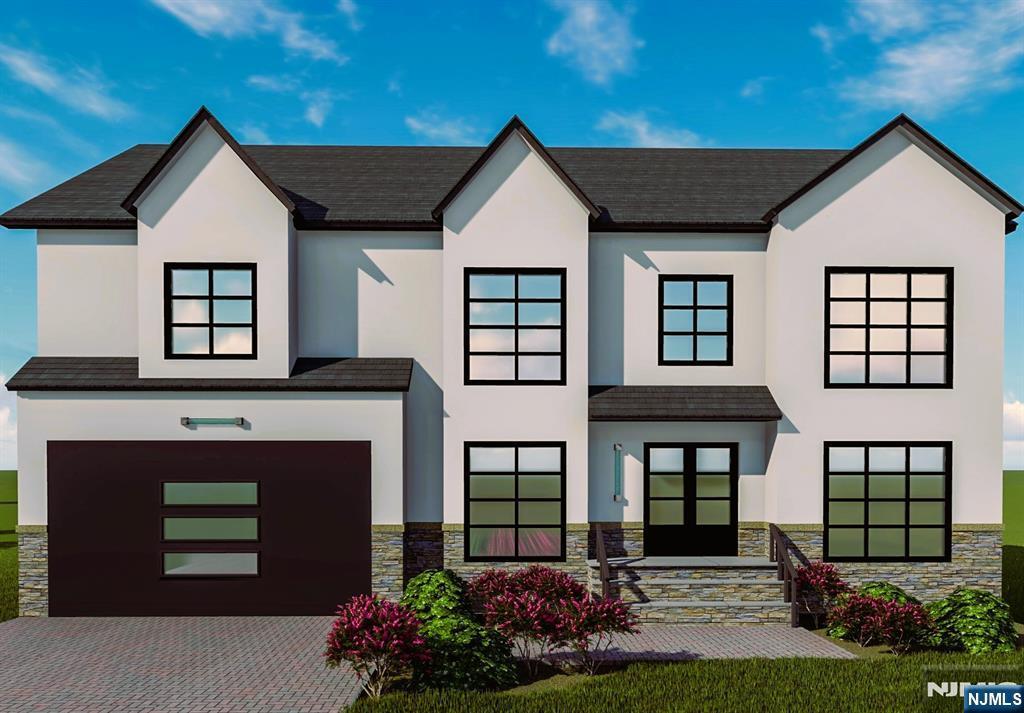view of front of house featuring stone siding, a garage, decorative driveway, and stucco siding