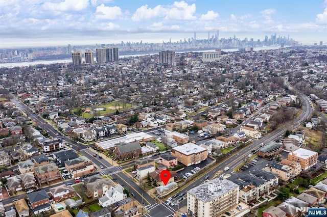 bird's eye view with a city view