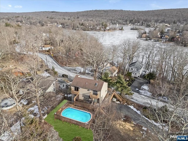 drone / aerial view with a residential view