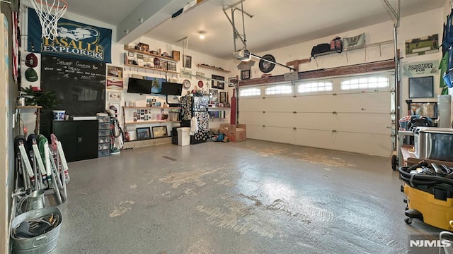 garage with a garage door opener