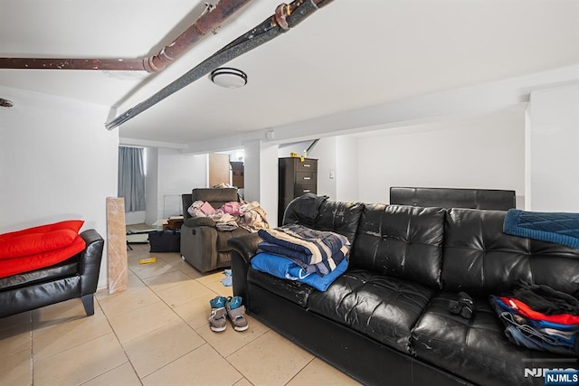 interior space featuring light tile patterned floors