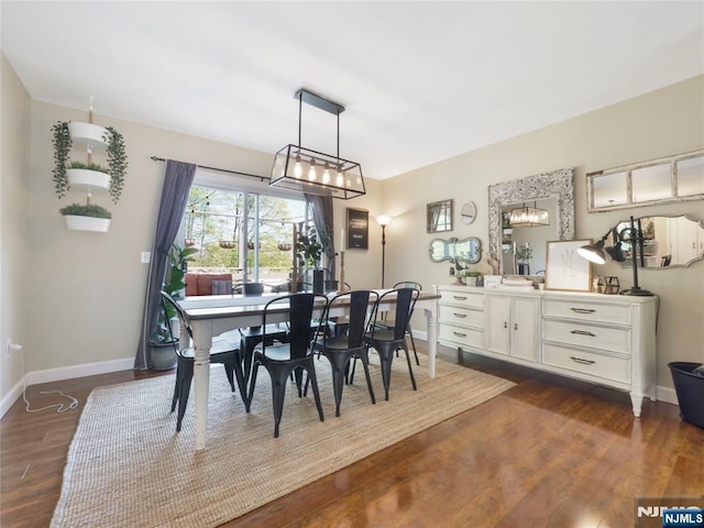 dining room with baseboards and dark wood-type flooring