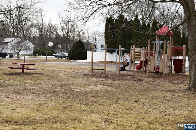 communal playground with fence