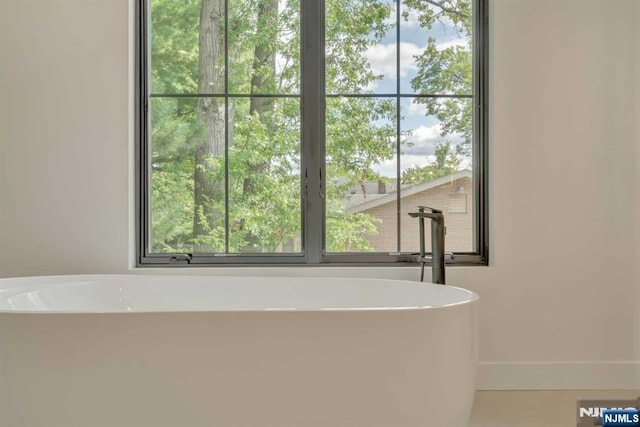 full bathroom with a freestanding tub