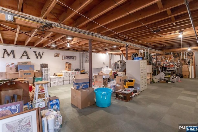 view of unfinished basement