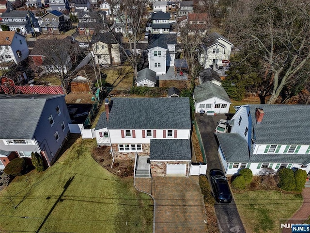 bird's eye view with a residential view