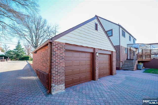 view of detached garage