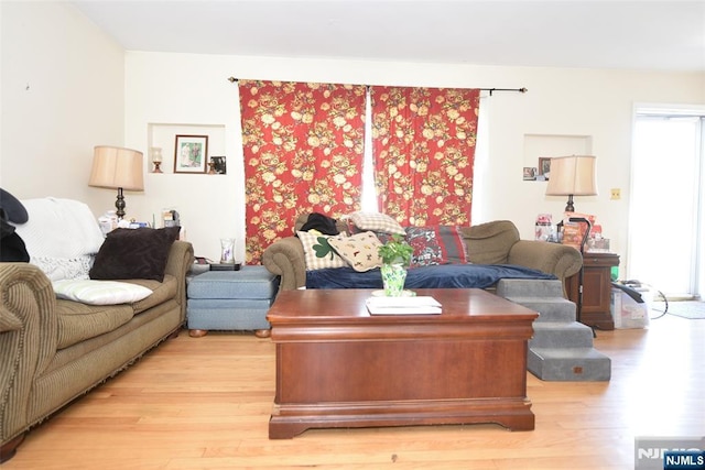 living room with light wood finished floors