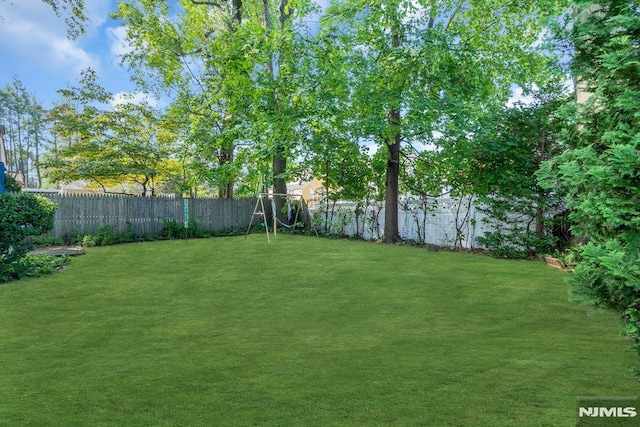 view of yard featuring a fenced backyard