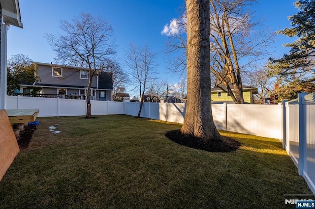 view of yard featuring a fenced backyard