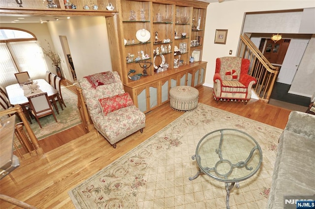 living area featuring wood finished floors