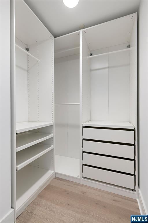 walk in closet featuring light wood-style floors