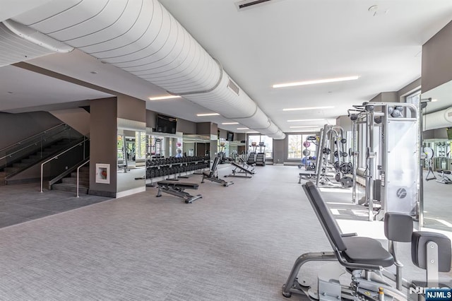 workout area with carpet