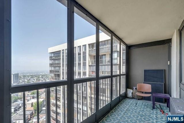 sunroom with a view of city