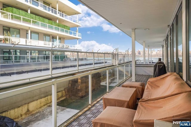 balcony with a water view