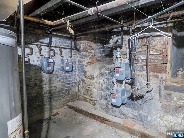 5 Elm St, Newark, NJ 07102 - unfinished basement featuring gas water heater and gas meter