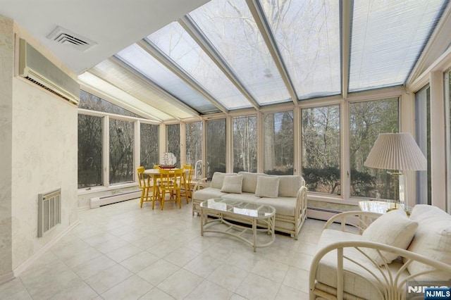 sunroom / solarium with visible vents and vaulted ceiling