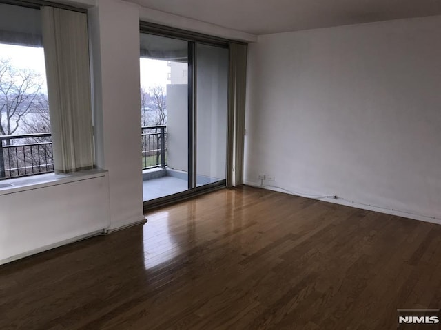 unfurnished room featuring plenty of natural light and wood finished floors