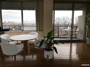 dining area with a healthy amount of sunlight and wood finished floors