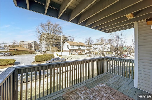 deck with a residential view