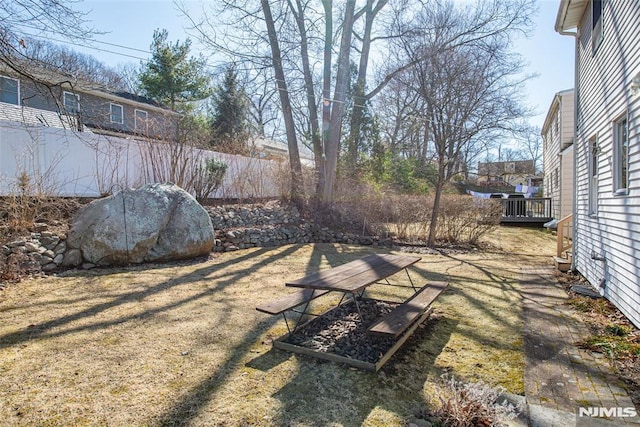 view of yard featuring fence