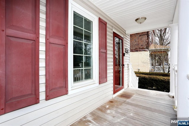 deck featuring a porch