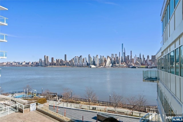 property view of water with a view of city