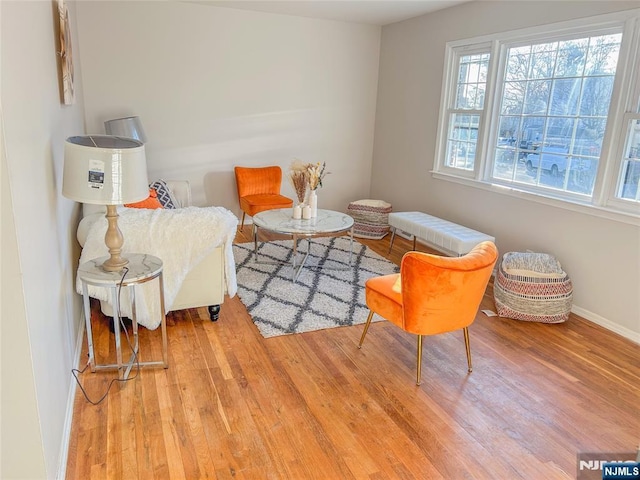 sitting room featuring baseboards and wood finished floors