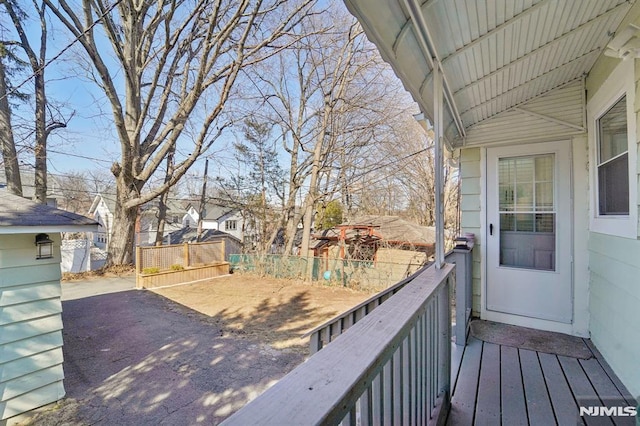 view of wooden balcony with a wooden deck