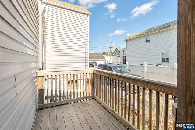 deck with a residential view