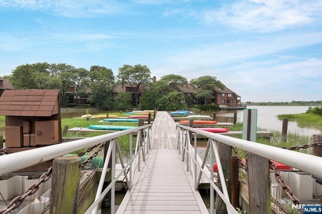 dock area featuring a water view